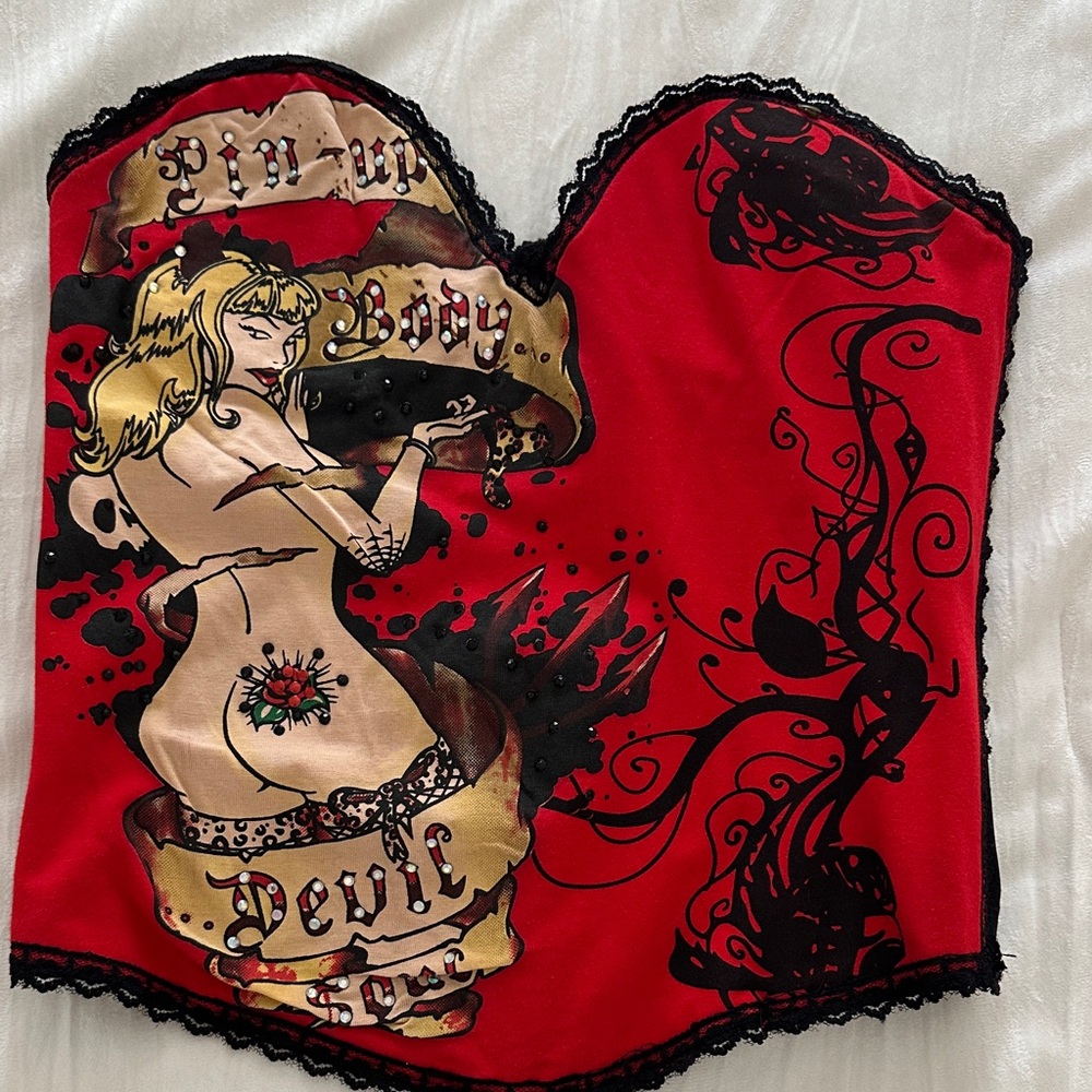 Red Pin-Up Corset Top